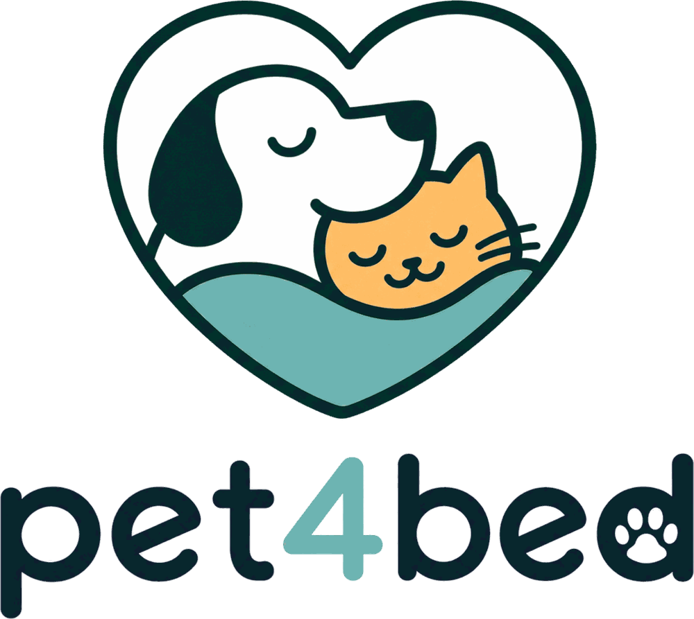 Pet4Bed — a dog and a cat asleep together inside a heart